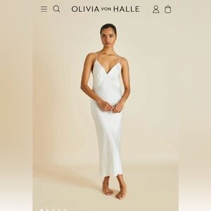 Olivia Von Halle Issa Ivory Silk Dress, Small, 100% Silk
